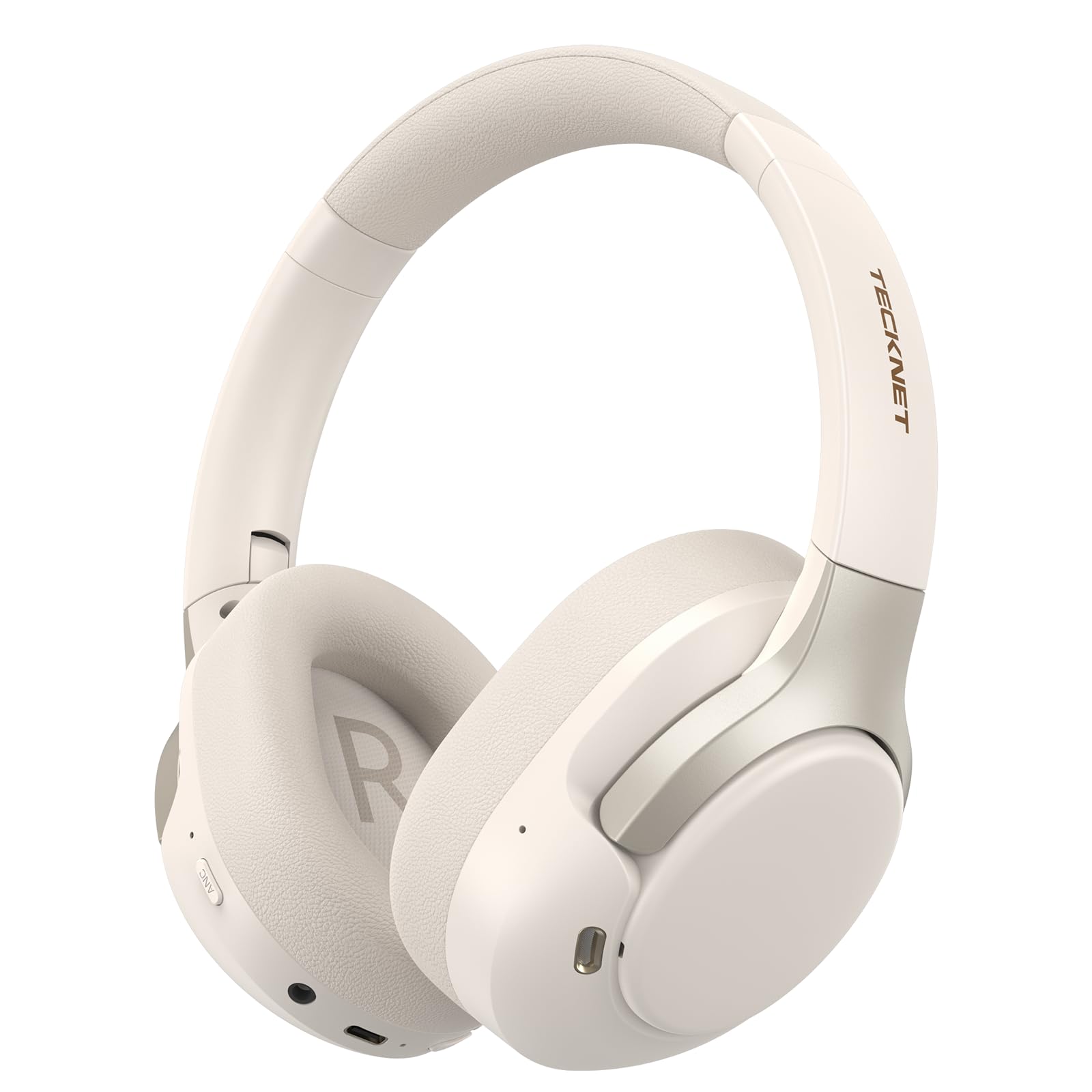 TECKNET TK-HS049 Hybrid Active Noise Cancelling Headphones in white.