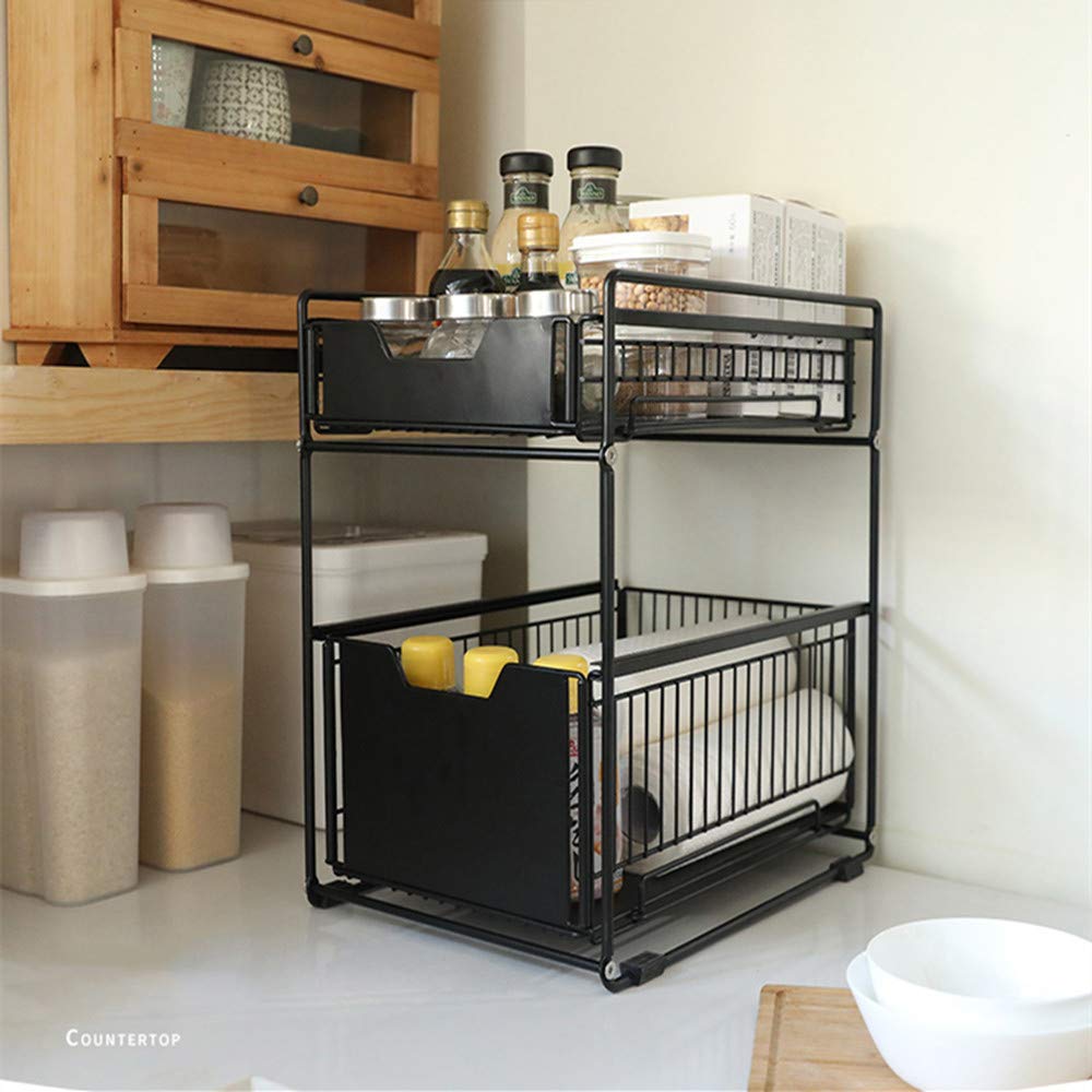 DCIGNA Stackable 2Tie Under Sink Organizer With Sliding