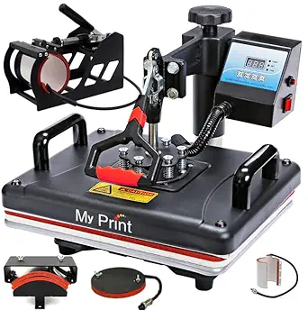 MY PRINT | Heat Press 5 in 1 Digital Multi Functional Sublimation, Vinyl Printing Machine for T-Shirts (Any Flat Product), Mug, Plate Heat Press Machine 12x15 Inch | DTF PRIINTING | Vinyl Printing