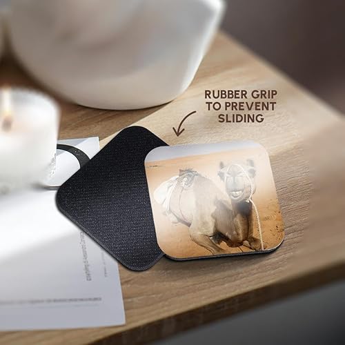 Miniatura 4 de 3dRose CST_164767_2 Camello sonriente descansando en el campamento beduino en Omán Foto de Rhonda Albom Soft Coasters, (juego de 8)