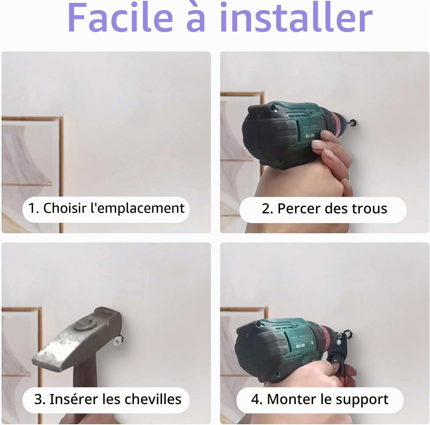 Lot de 24 crochets de garage en acier robuste pour rangement de garage, support mural pour vélos, outils de jardin, échelles, articles en vrac, cordes et autres équipements