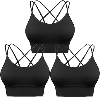 Sykooria 3 Pack Strappy Sports Bra for Women Sexy Crisscross for Yoga Running Athletic Gym Workout Fitness Tank Tops