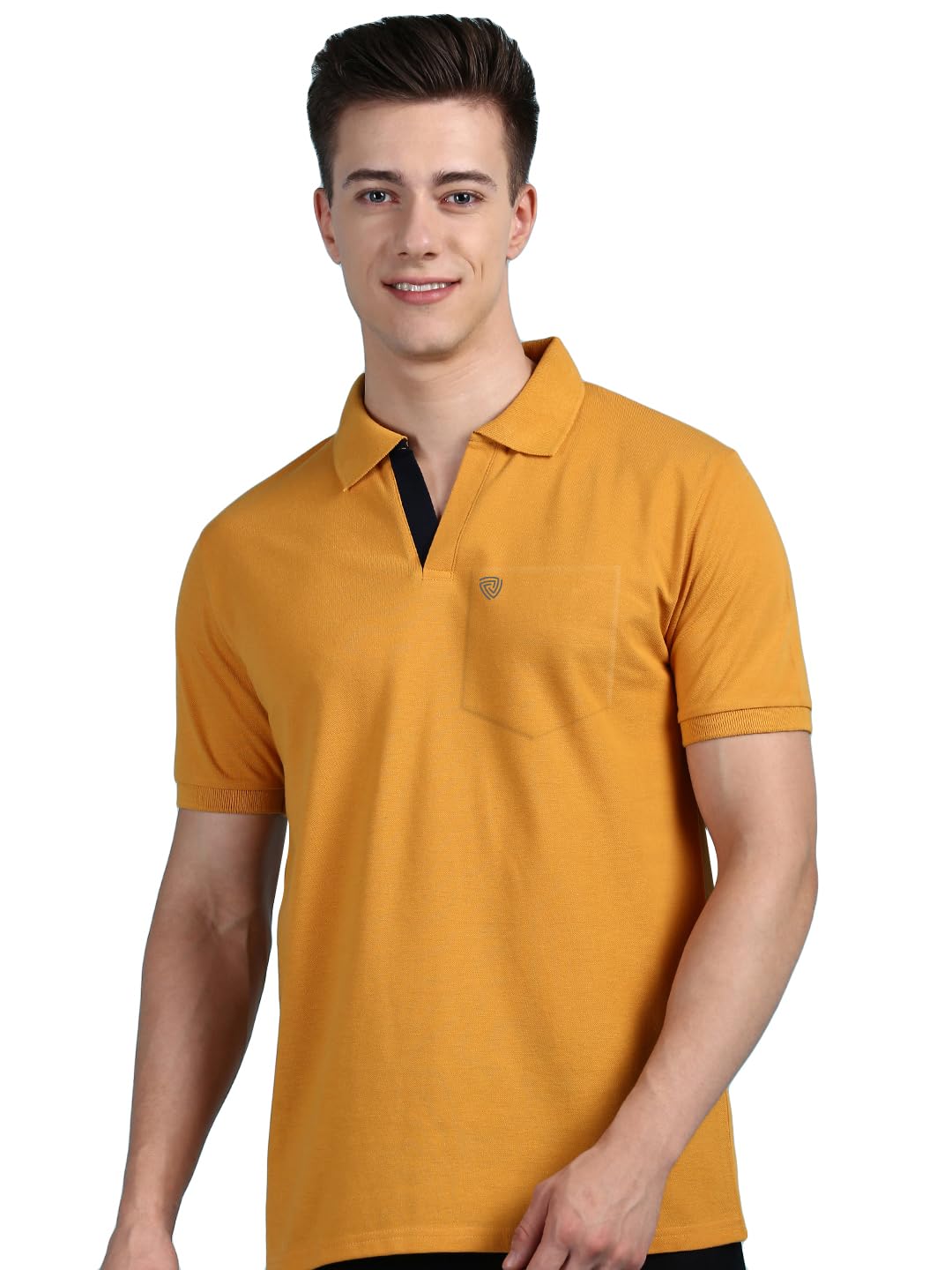 Lux Cozi Men’s Half Sleeve Soild Casual Regular Fit T-Shirt with Chest Pocket | Polo Tshirt for Men