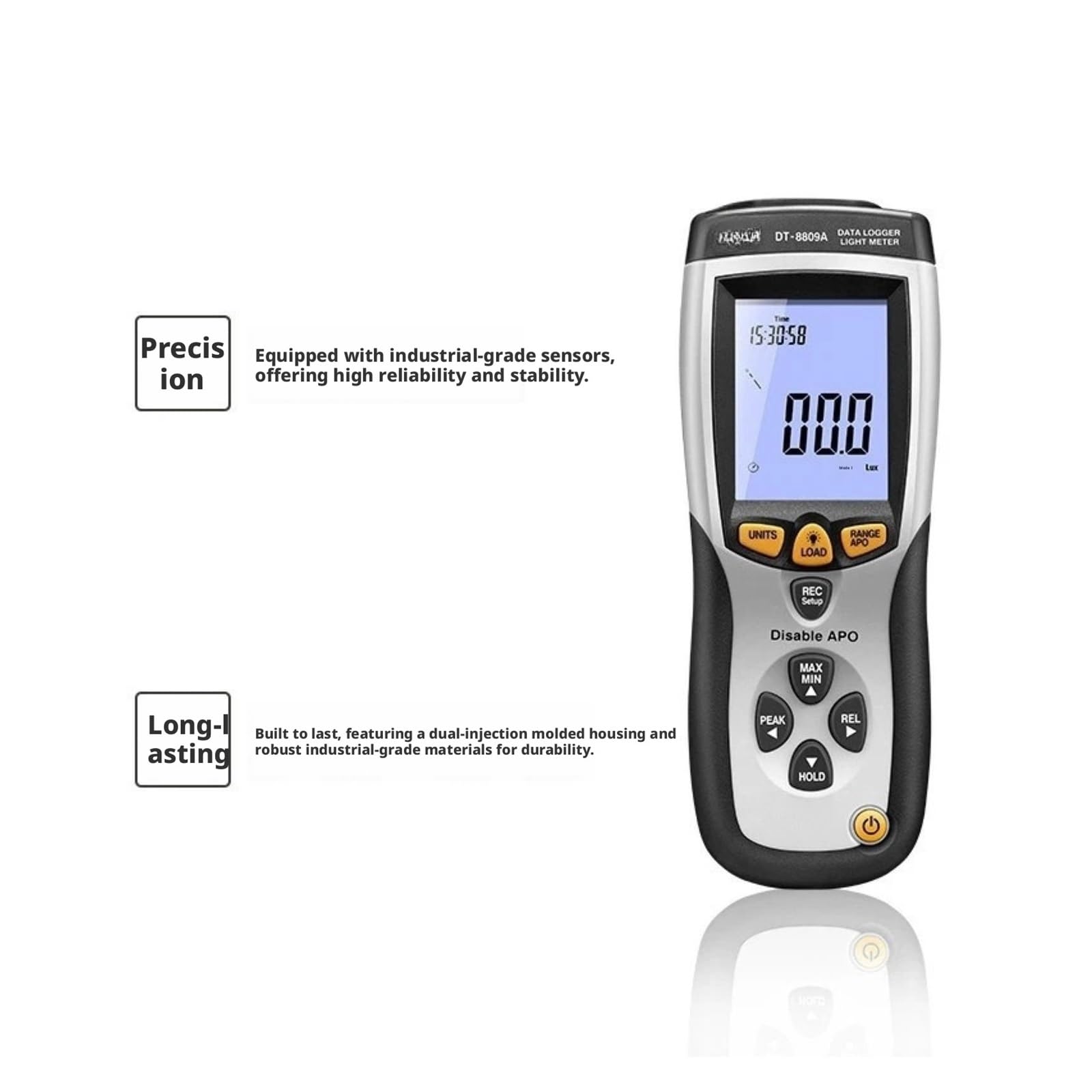 Światłomierz, DT-8809A Przemysłowy miernik światła USB 400 000 luksów, profesjonalny luksomierz