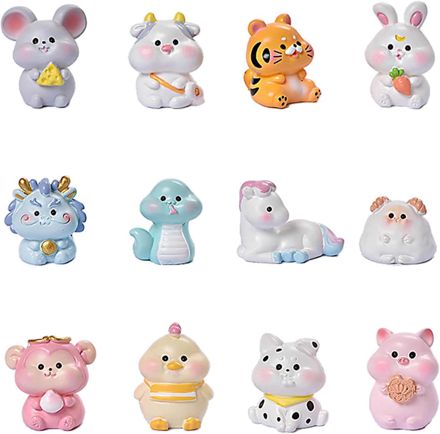 Charming 12-Piece Zodiac Miniatures: Handcrafted Resin Art for Desktop and Balcony Bonsai Decor, Perfect for Gardens. A Must-Have for Enthusiasts of Zodiac Signs and Chinese Zodiac.