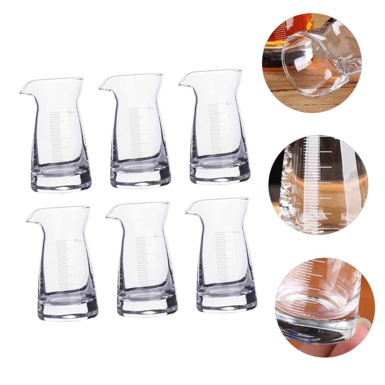 6pezzi Bicchieri Misuratori Spesso con Scala per Bar e Cucina per Vino Liquori e Bevande Perfetti per Misurare e Conservare Liquidi