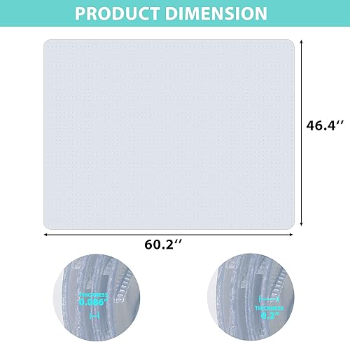 Miniatura 6 de Tapete para silla de oficina, tapete para silla de computadora, tapete para silla de escritorio, tapete para suelos alfombrados, protector de suelo