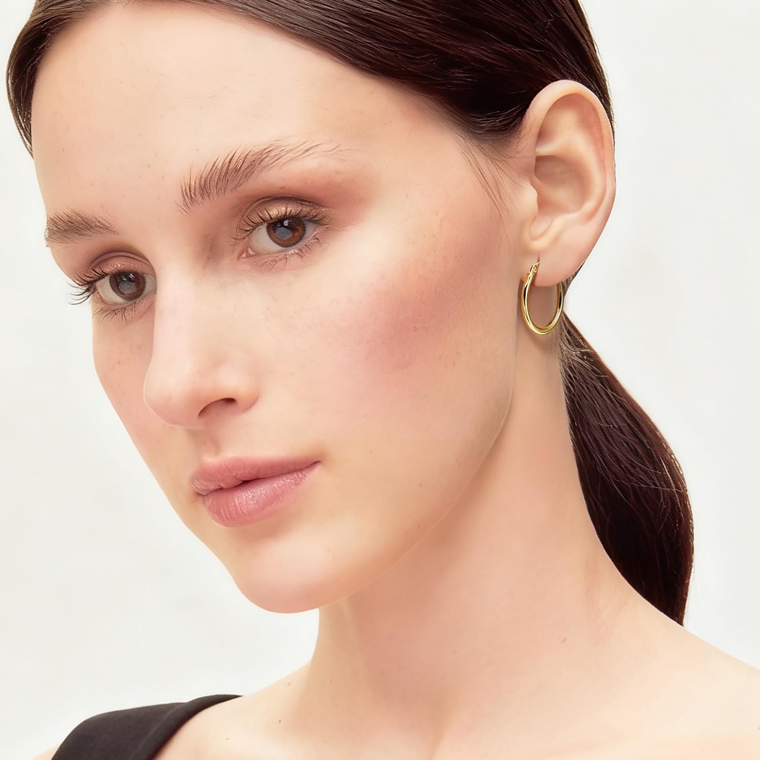 14K Gold Earrings for Women 14K Gold Hoop Earrings for Women Gold Hoop Earring for Womens Hoops Lightweight Classic Hoops Earring for Womens 12/14/16/18/20/25/30/35/40/45/50mm - Image 2