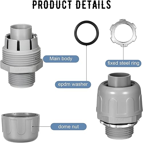 Miniatura 3 de Yaomiao Conector hermético para conductos eléctricos de 180 grados, accesorios de conducto de PVC no metálico para el hogar, baño, cocina, tubería,