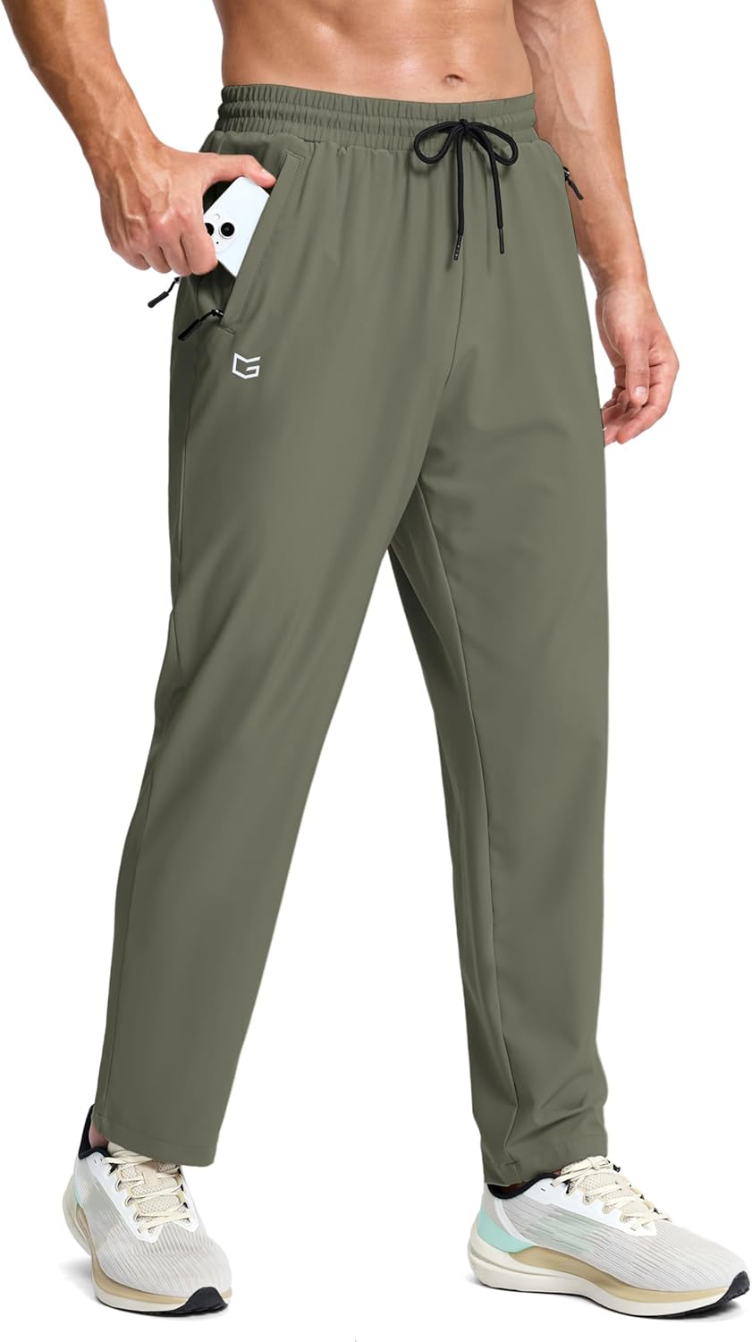 G Gradual Men's Lightweight Pants with 3 Zipper Pockets Athletic Workout Sweatpants Quick Dry Running Hiking Pants for Men