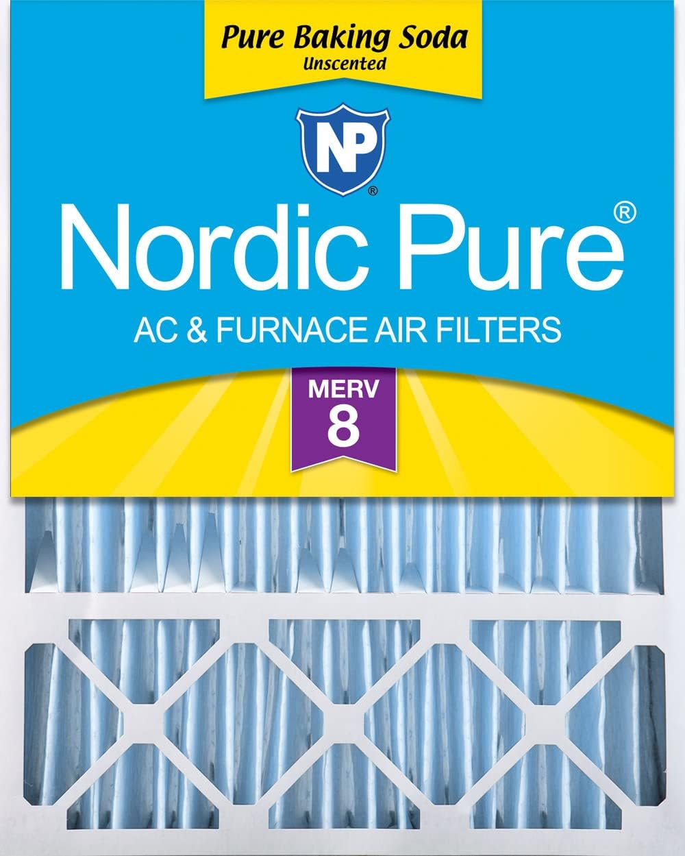 Nordic Pure 20x25x5 MERV 8 Pure Baking Soda Odor Reducer Honeywell AC Furnace Air Filter 1 Pack