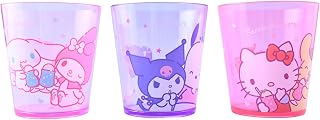 Kawaii Character Plastic Cup Set - 3 Pack Cute Cup Vibrant Pink, Purple & Red, Durable Hot/Cold Drinks, Cute Cups for Women, Dishwasher Safe, Aesthetic Cups - 260ml