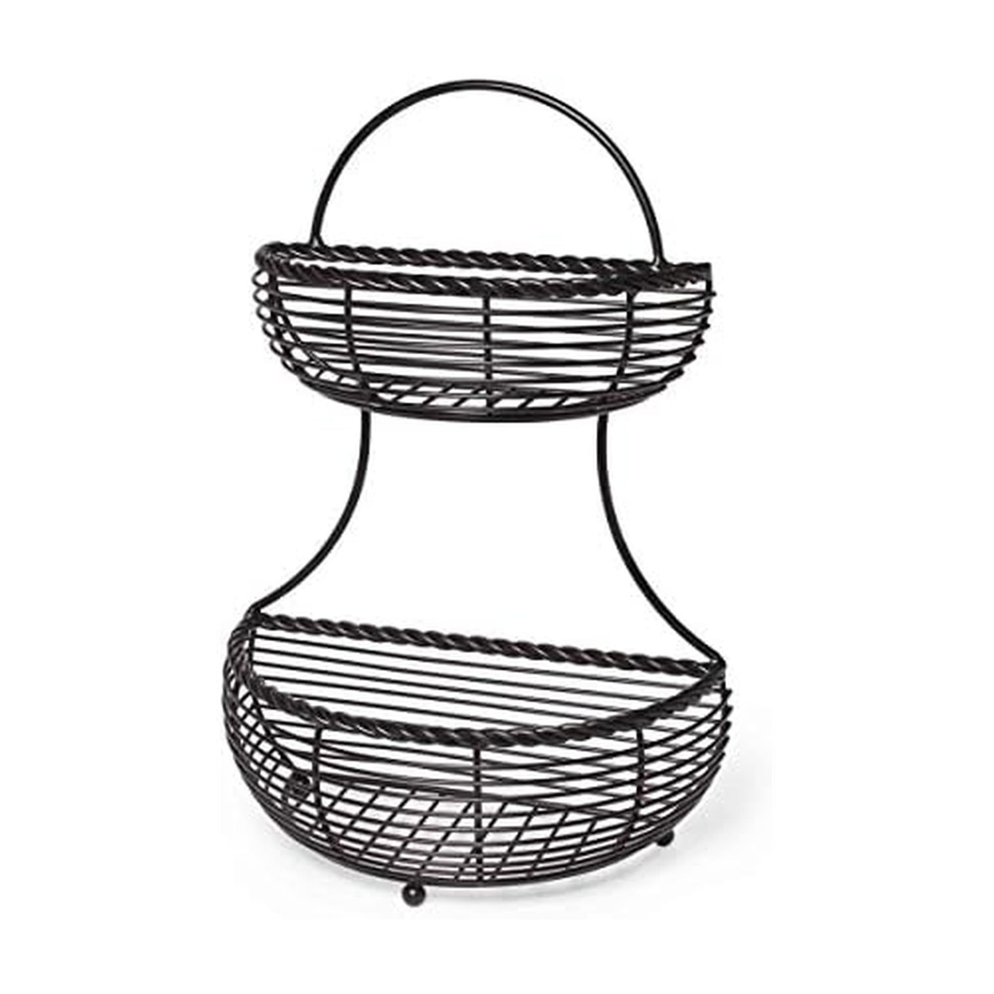 Gourmet Basics by Mikasa Rope 2-Tier Flatback Metal Storage Basket