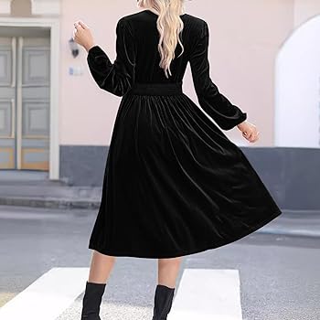 Amazon.com: Women's Wrap V Neck Velvet Formal Long Sleeve Dress
