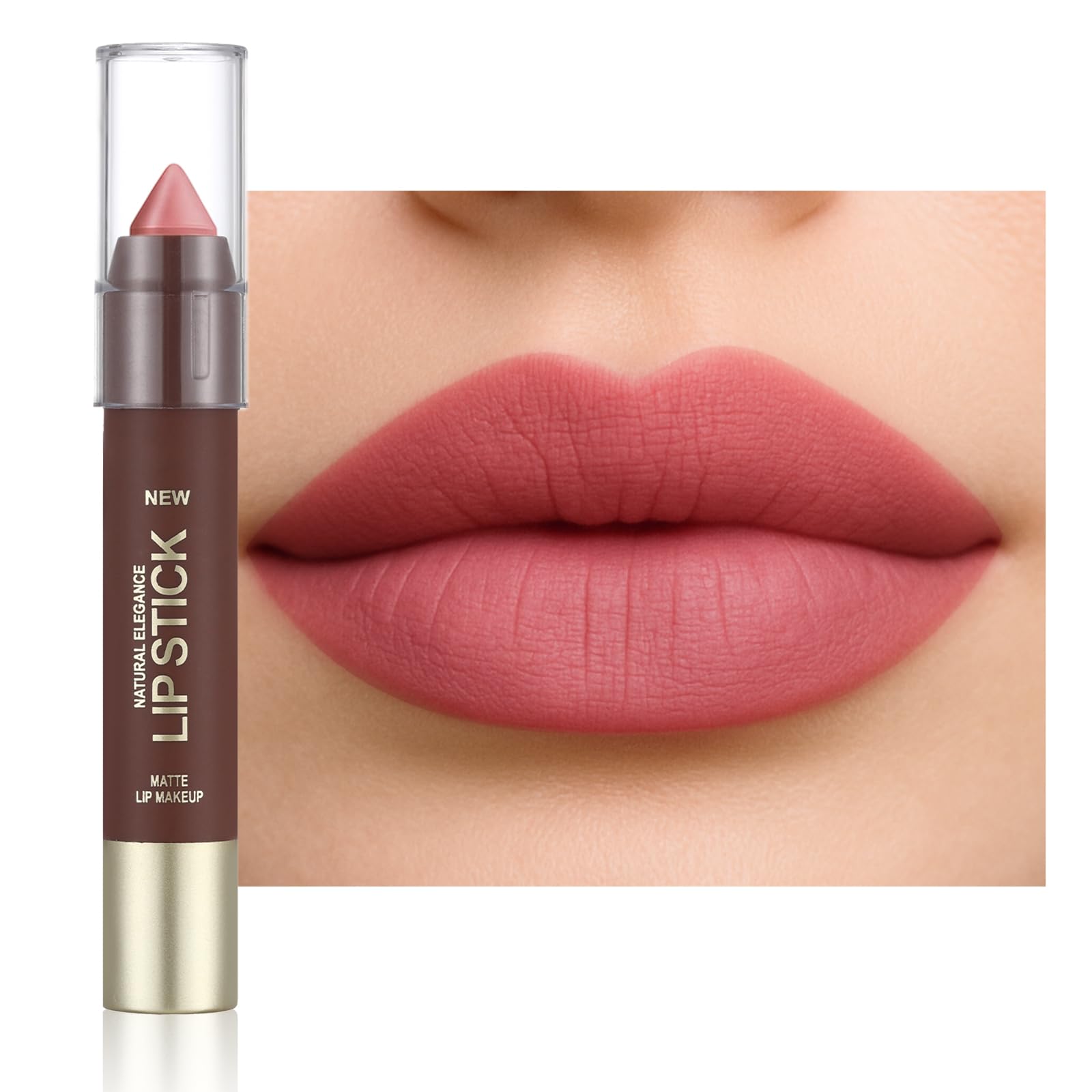 Erinde Matte Lipstick Lip Liner Crayon for Women, 24 Hour Lipstick Lip Liner Pencil, Neutral Lip Stick Lipliner Waterproof Long Lasting Smudge Proof, Vegan & Cruelty-Free, 01 Rose Pink
