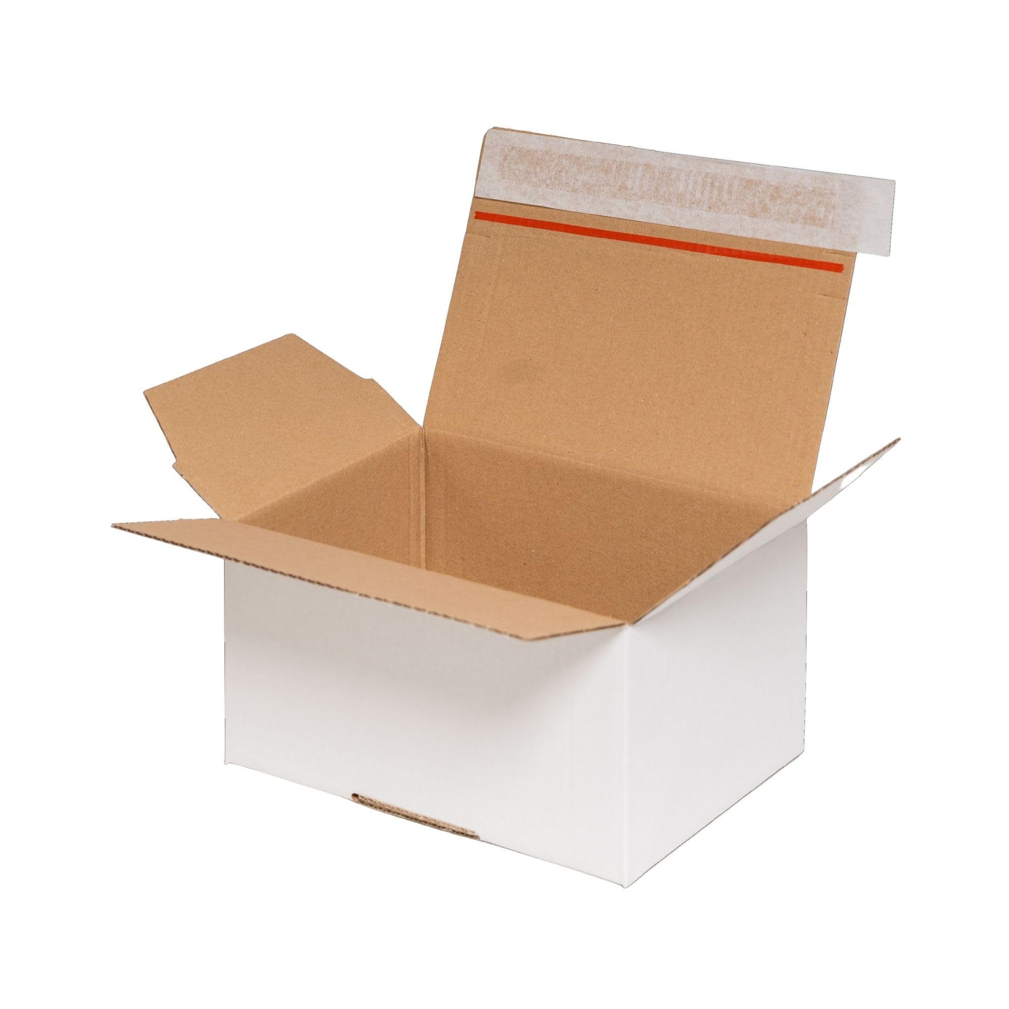 PROREGAL Mega Deal 50x Automatikbodenkarton | LxBxH 160x130x70 mm | mit Selbstklebeverschluss & Aufreißfaden | weiß | Automatikkarton Versandkarton