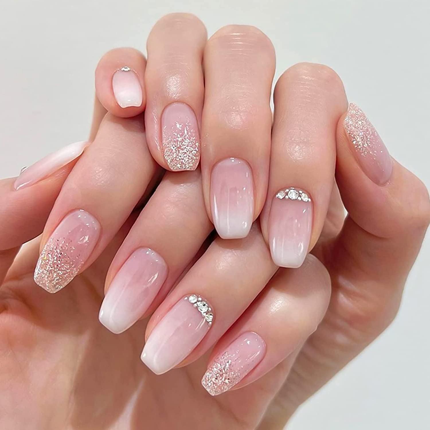 French Tip Press On Nails: 24 Pcs Soft Gel Nail Set Short - Salon Like Press On Nail - No Fade Out Fake Nails - Seamless Glue On Nails for Women - Girl Nail Art Manicure (S-02)