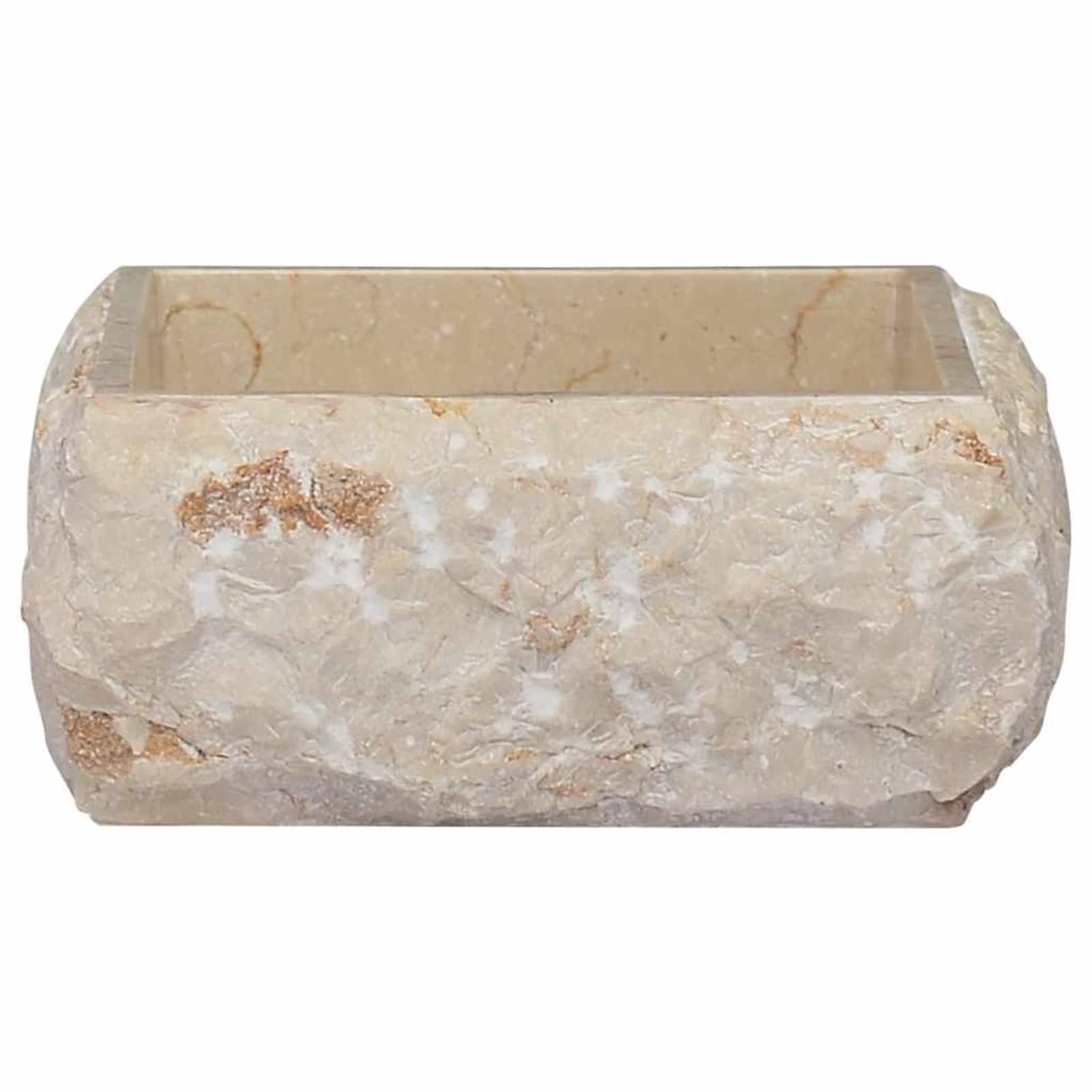 Gecheer Lavabo da appoggio in pietra naturale, lavabo, lavandino a mano, lavandino sopra, lavandino, bagno, crema, 30 x 30 x 13 cm