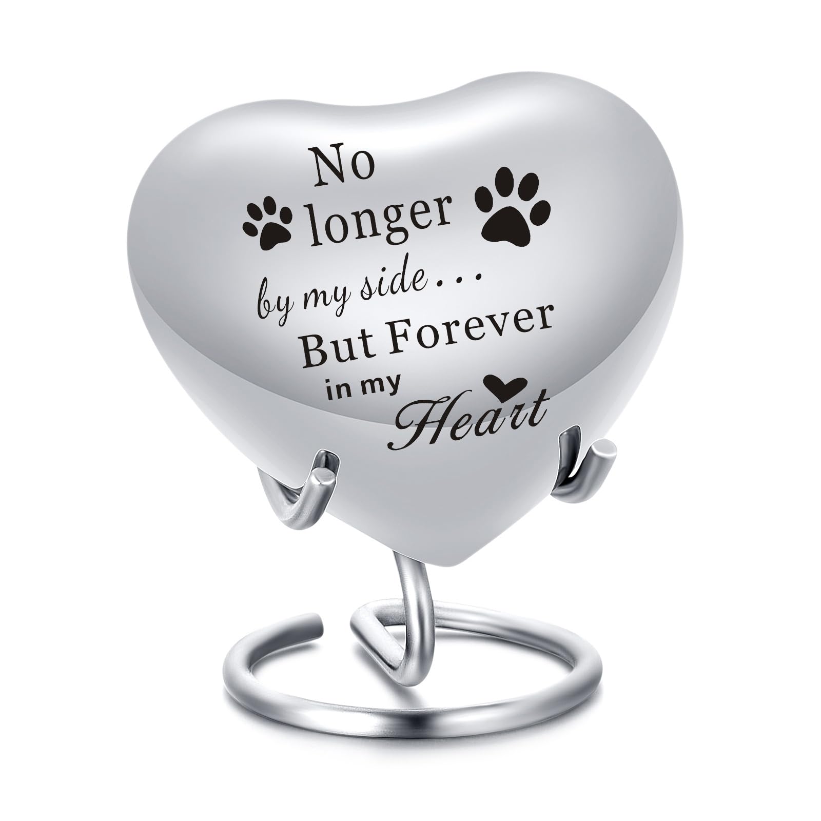 BAOWIQI Heart Urn for Ashes - Small Heart Shaped Keepsake Urn for Human (Male/Female) or Pet Remains, Holds Small Portion of Ashes with Stand