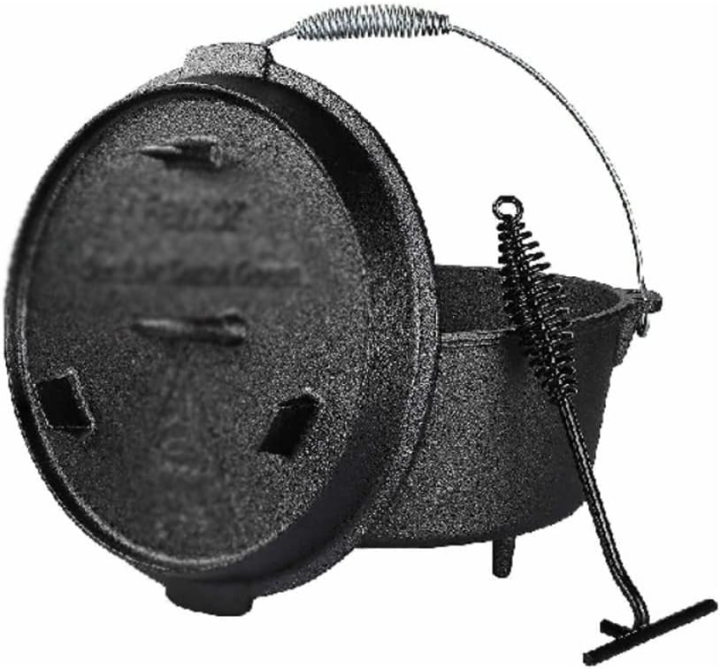 Cast Iron Pot Outdoor Camping BBQ Hanging Soup Stew Indoor Cooking