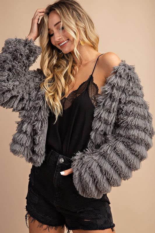 Inorin Womens Fall Open Front Cardigan Faux Fur Coat Vintage Parka Shaggy Jacket Warm Coat Tops2