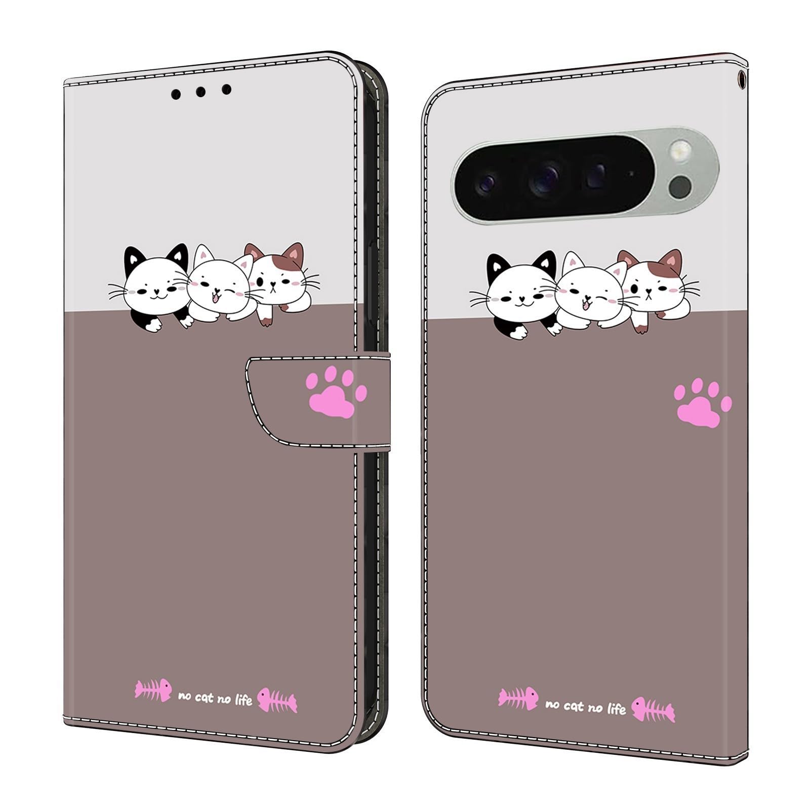 Generic Étui compatible avec Google Pixel 4A Couleur/motif : (chat) en cuir Motif portefeuille à rabat magnétique