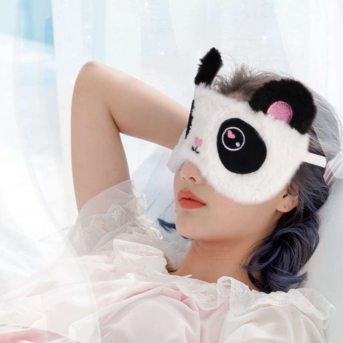 GLEAVI Elegante Maschera Con Motivo Panda Oscurante Confortevole Per Dormire Per Donne