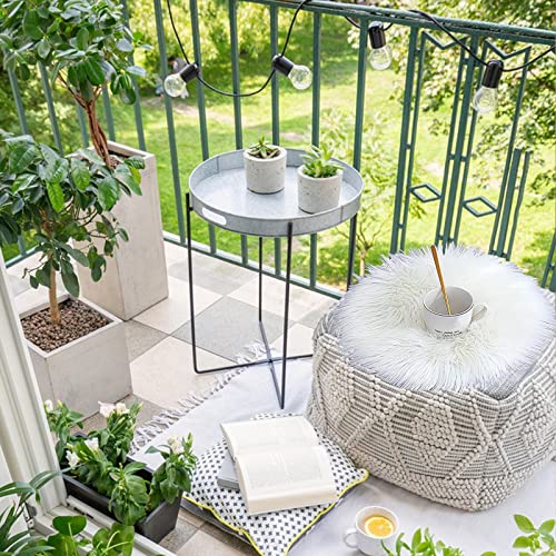 Round Fur Placemats Set Of 2 , Washable Faux Fur Fluffy Table Small Place Mats Decor For Home Table Dresser Party Decoration Table Runner (11.8 Inch, White) #TOP2