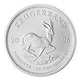 Silbermünze 1 oz Krügerrand | Aktueller Jahrgang | Feinsilber 999 | In Münzkapsel & schwarzem Etui | Inkl. Grußkarte | Geschenk & Sammlermünze