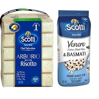 Riso Scotti Arborio Rice for Risotto, 11 lbs & Italian Black Rice & Basmati Rice, 17.6oz