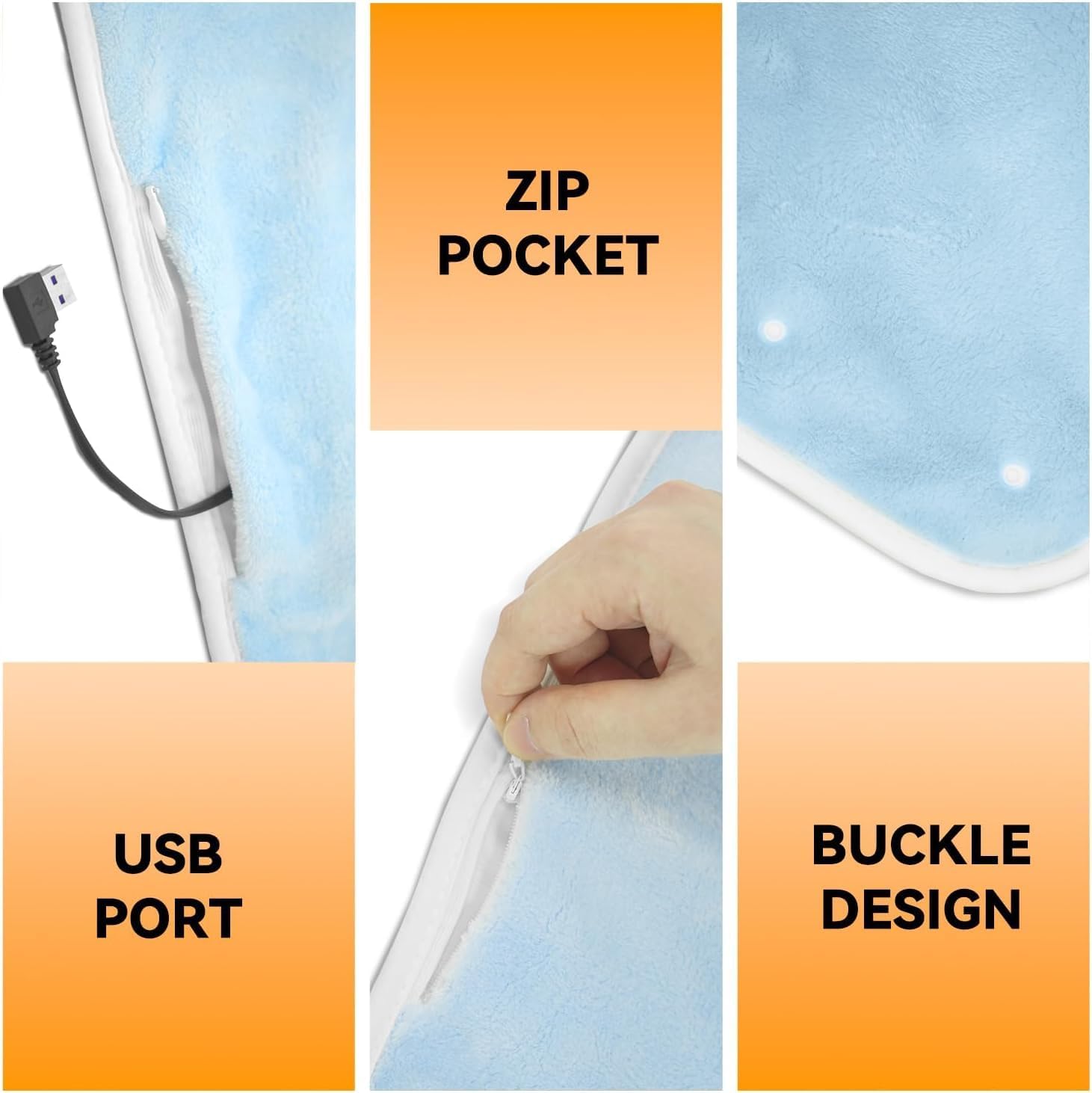 Warm Storm Heated Blanket Electric Knee Blanket, 30"x40" Fast Heating Soft Flannel Electric Blanket Throw with 3 Heat Levels & 2H Auto-Off, Warm Gift for Grandma & Grandpa, Blue (Battery Not Included) - Image 4