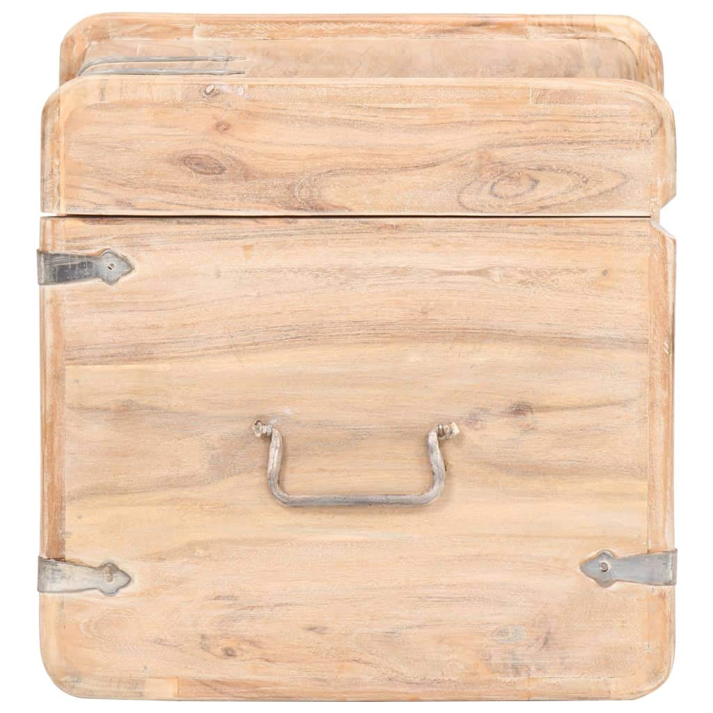 Baúl de madera maciza de acacia con cierre y asas laterales, 40 x 40 x 40 cm, también se puede utilizar como mesita de noche