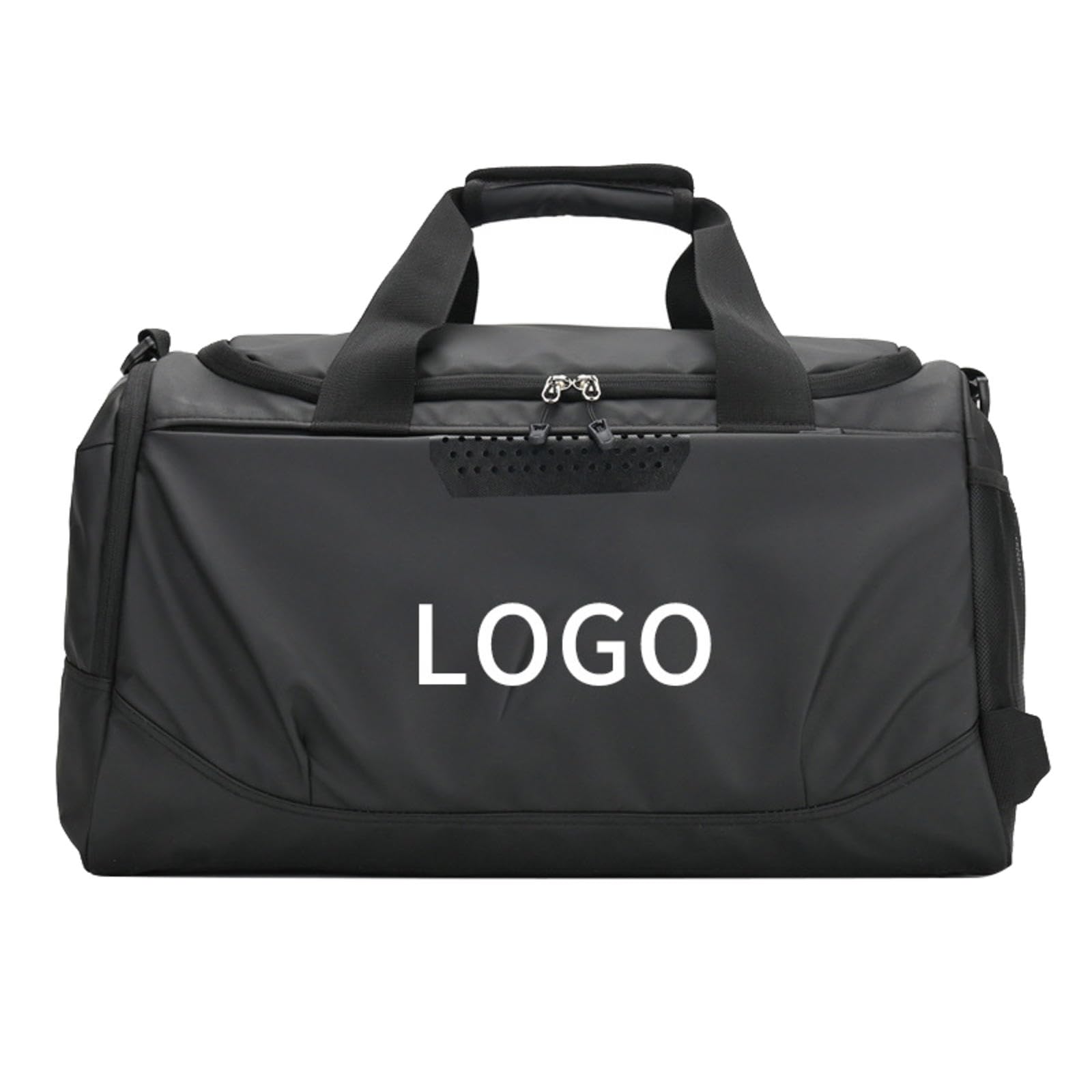 Borsone da Palestra Personalizzato Logo/Testo Personalizzato Borsa da Palestra Sportiva Uomo Donna Tasche Bagnate/asciutte e Scomparto per Scarpe Ideale Fitness Fine Settimana Black,51x28x24cm