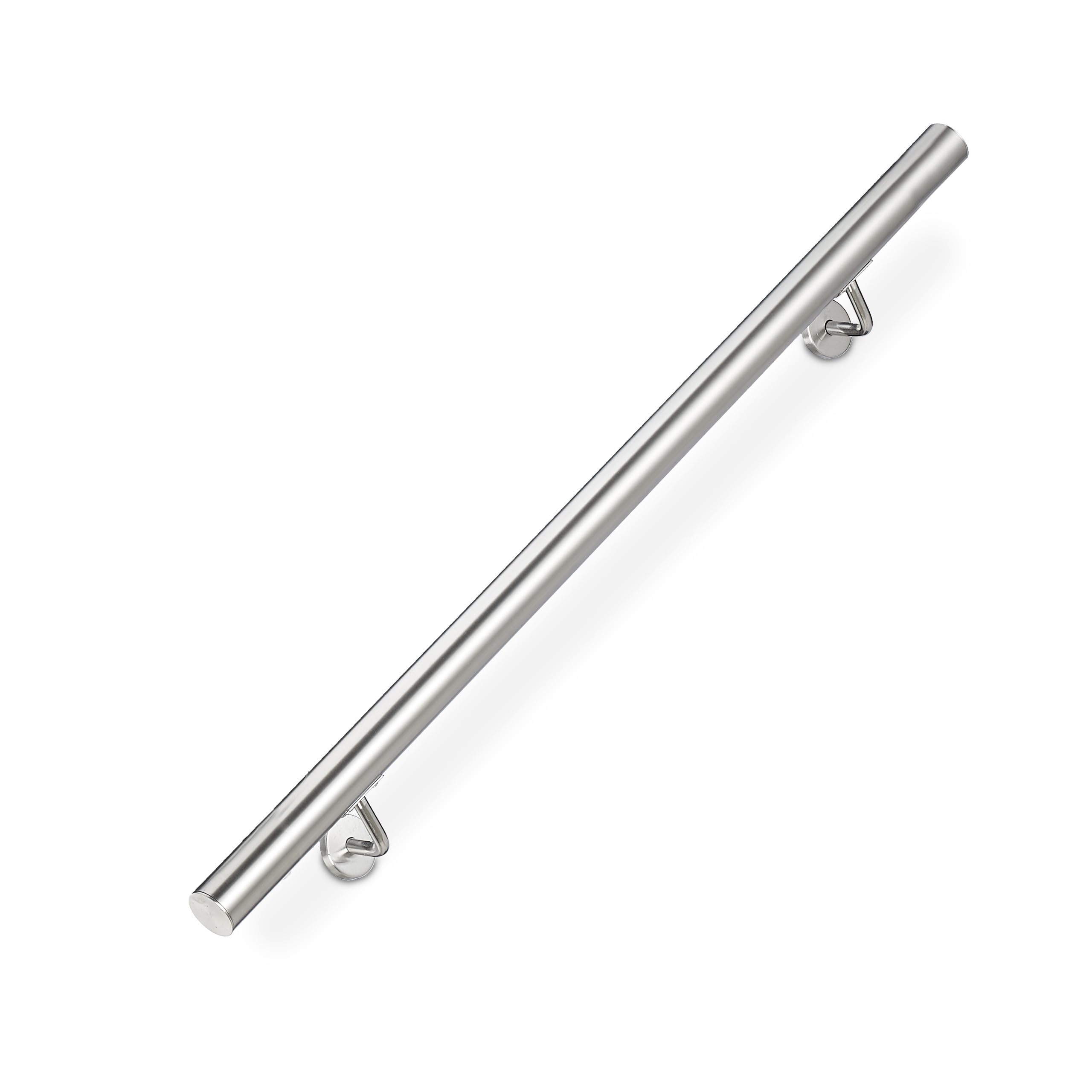 Relaxdays Corrimano, Acciaio Inox 304, Passamano per Ambienti Interni e Esterni, 100 cm, Ø 42 mm, con Supporto, Argento