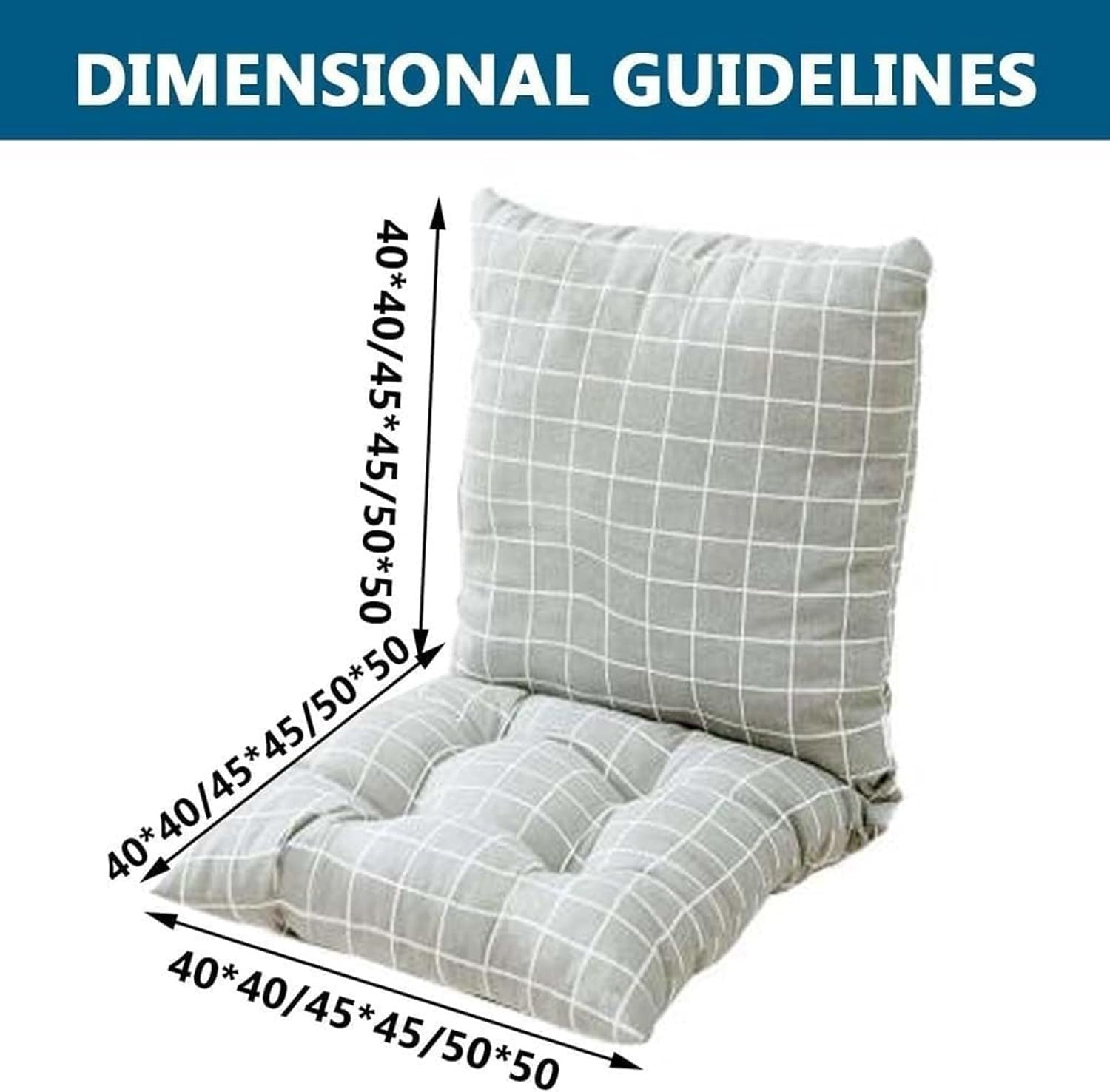 Cojines Sillas Terraza con Respaldo Pack 6/2/4,40x40/45x45/50x50cm,con Correas Antideslizantes para Jardín Comedor Cocina Oficina Interior y Exterior(H,45x45cm(6PC))