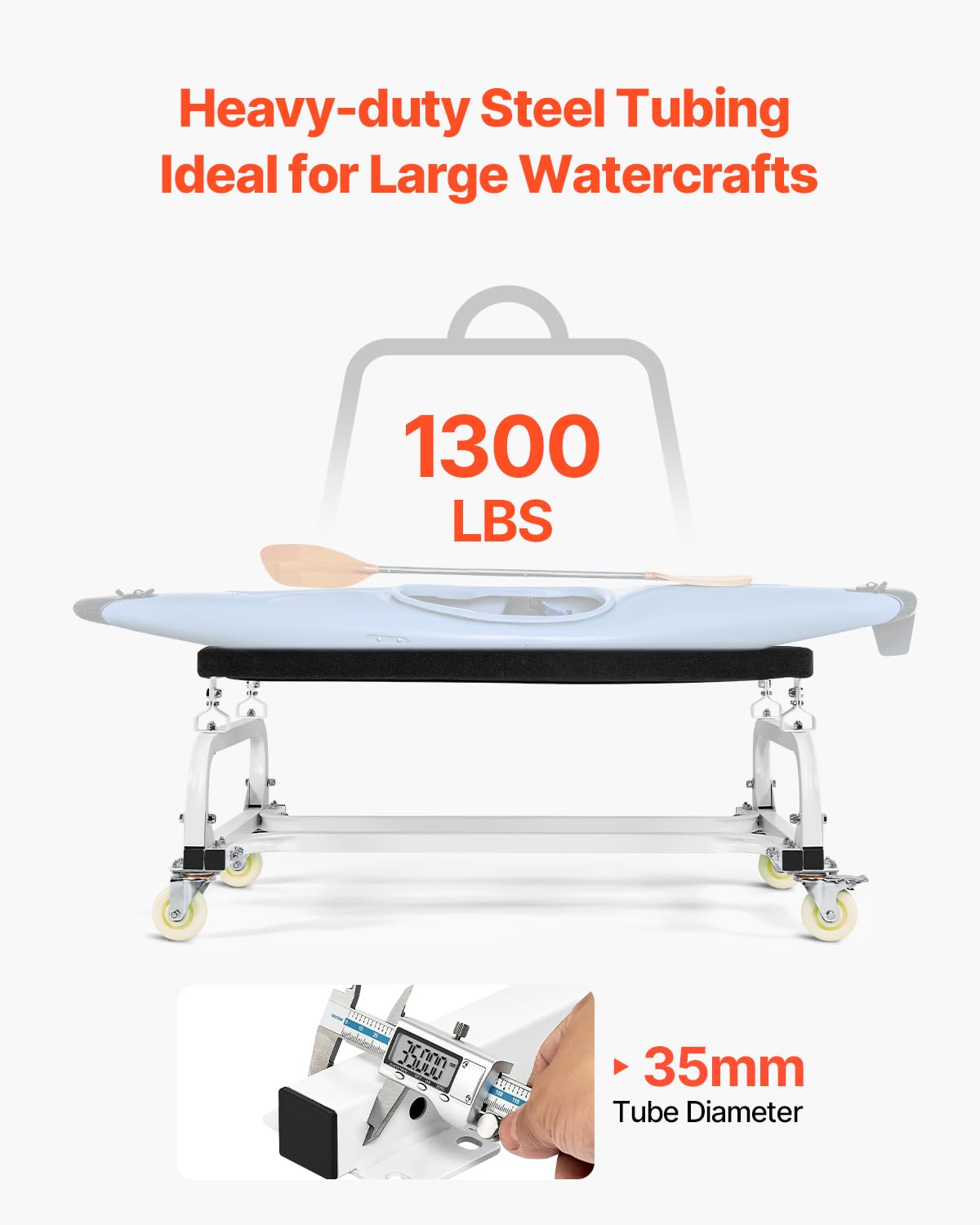 VEVOR Jet Ski Dolly 590kg Tragfähigkeit, Bootswagen, Transportwagen zum Bewegen von Wasserfahrzeugen, verstellbare Kojen mit 4 Rollen & 2 Bremsen, robuster Slipwagen für Kajaks, Jet-Skis, Schnellboote
