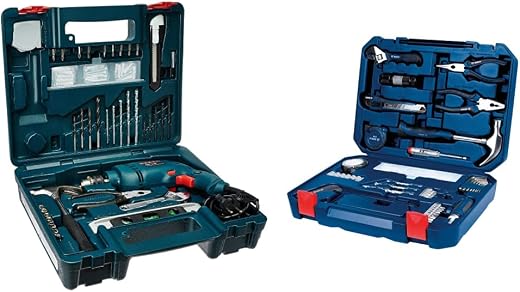 Bosch GSB 500W 10 RE Professional Corded-Electric Drill Tool Kit, MS &amp; Plastic (Blue, Set of 100 Too