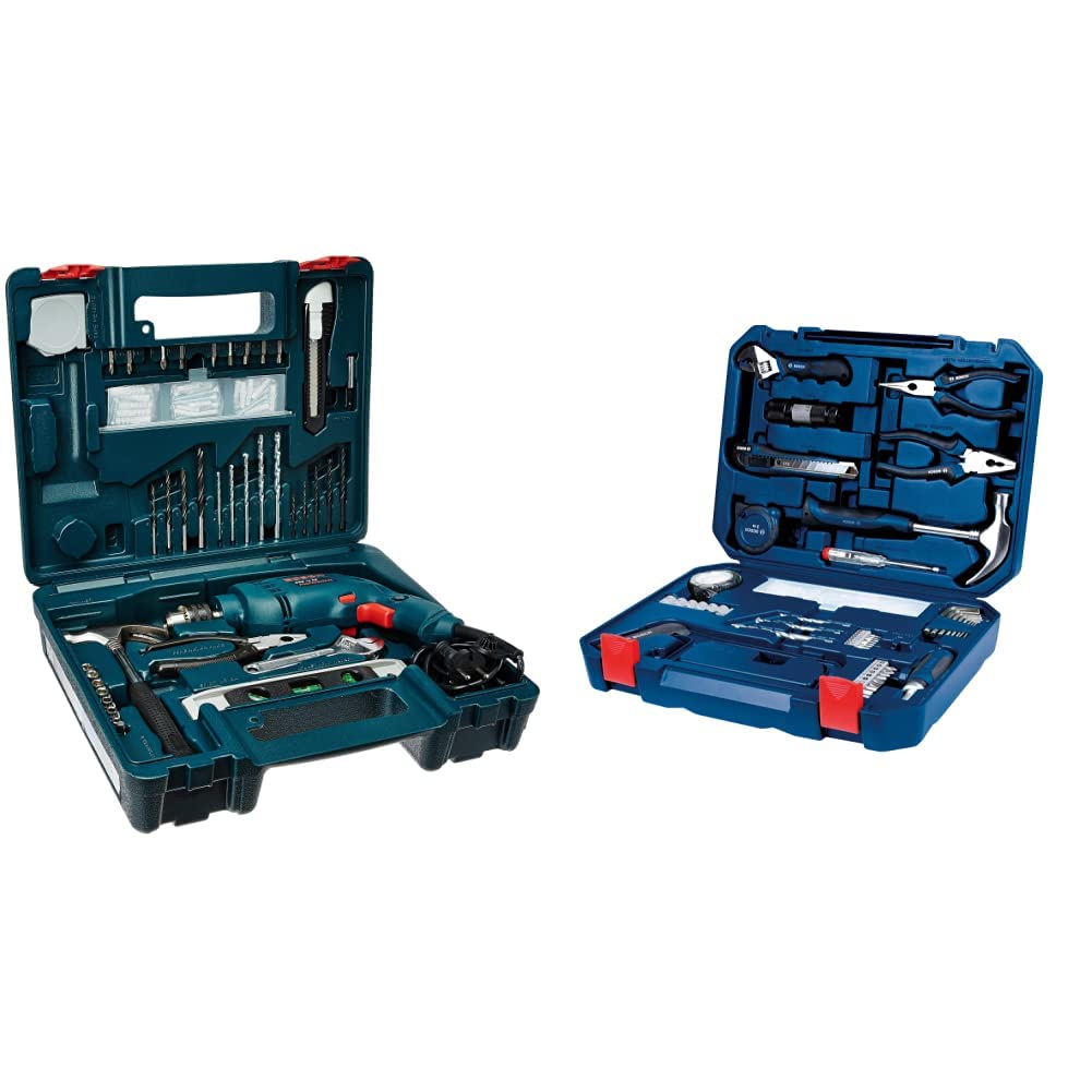 Bosch GSB 500W 10 RE Professional Corded-Electric Drill Tool Kit, MS & Plastic (Blue, Set of 100 Too