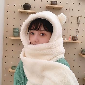 マフラーで仲良しクマ♡冬 Amazon.co.jp: WHITE FANG(ホワイトファング) マフラー フード付き