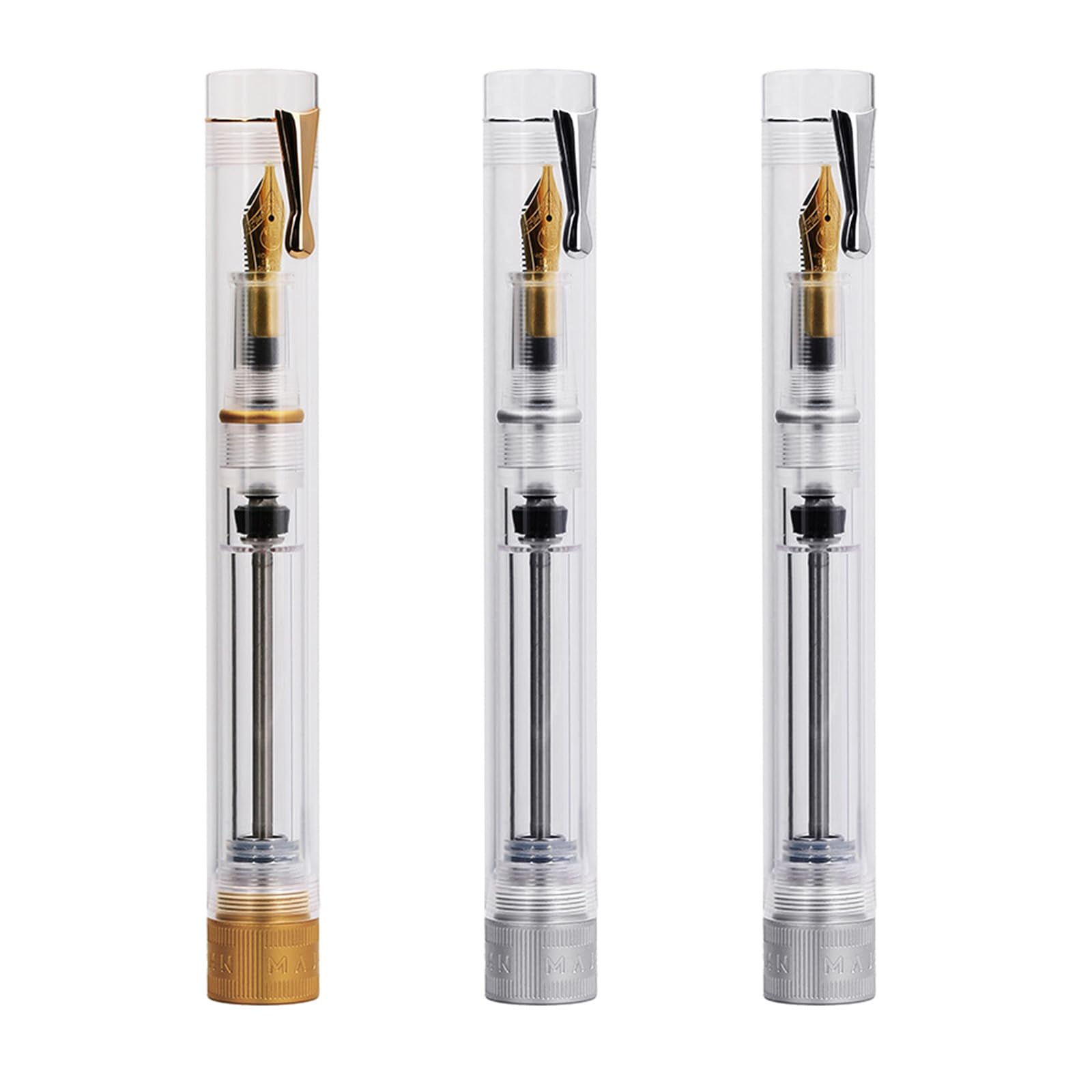 Penna stilografica trasparente con vuoto, modello Silver Jewelry