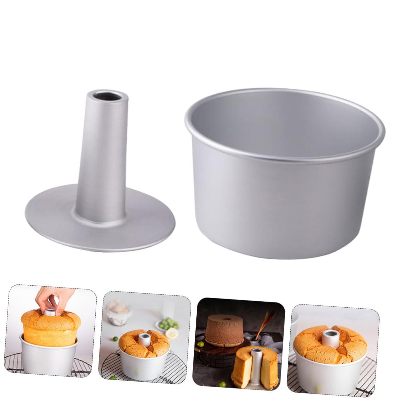 TOPBATHY 2 Ensembles moule à gâteau vivant géant Rouge boîtes de conserve cuit air moule muffins moule entremet moule a gateau moule de cuisson pour gâteau évidé alliage d'aluminium Silver