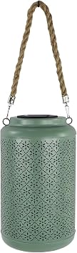 Alpine Corporation SKY668SLR-HH-GN Solar Hanging Decorative Lantern w/LED Lights, Decor for Patio & Deck, 10 H, Green