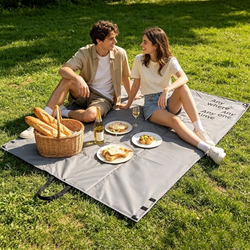Couverture imperméable pliante et tapis de plage sable 2 en 1 anti-eau - 3