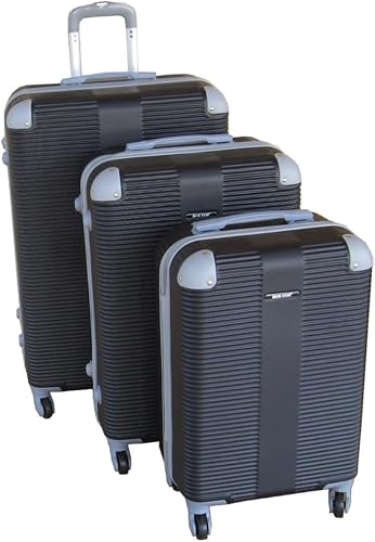 3 Piece Hard Outer Shell Luggage Set - Black