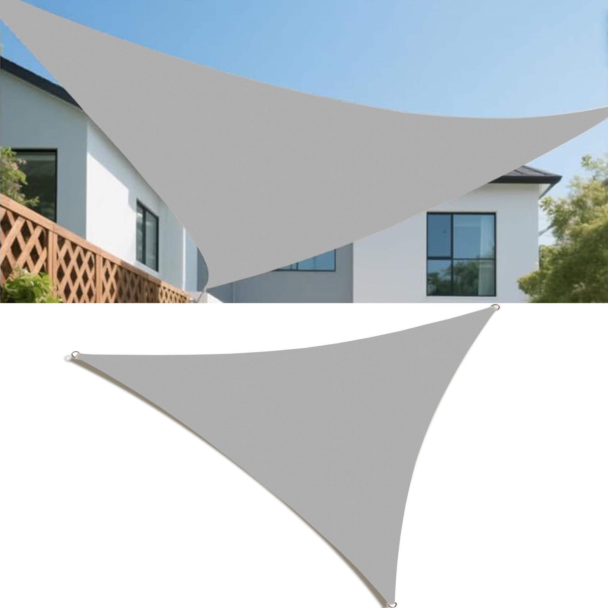 Shade Cloth Triangle Waterproof 7x7x4M Sun Shade Sail Large Cooling Shade UV Rays Blocking Breathable Sun Sail for Patio Garden Pools Kennel Greenhouse Plant Light grey