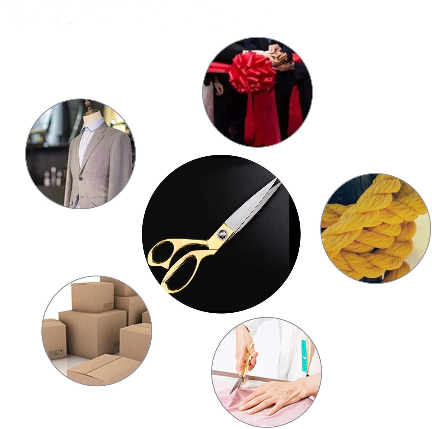 Tijeras de sastre afiladas de acero inoxidable dorado de 8.5 pulgadas, tijeras profesionales para el hogar, tijeras de tela, tijeras de corte resistente, costura, manualidades, hogar, cocina
