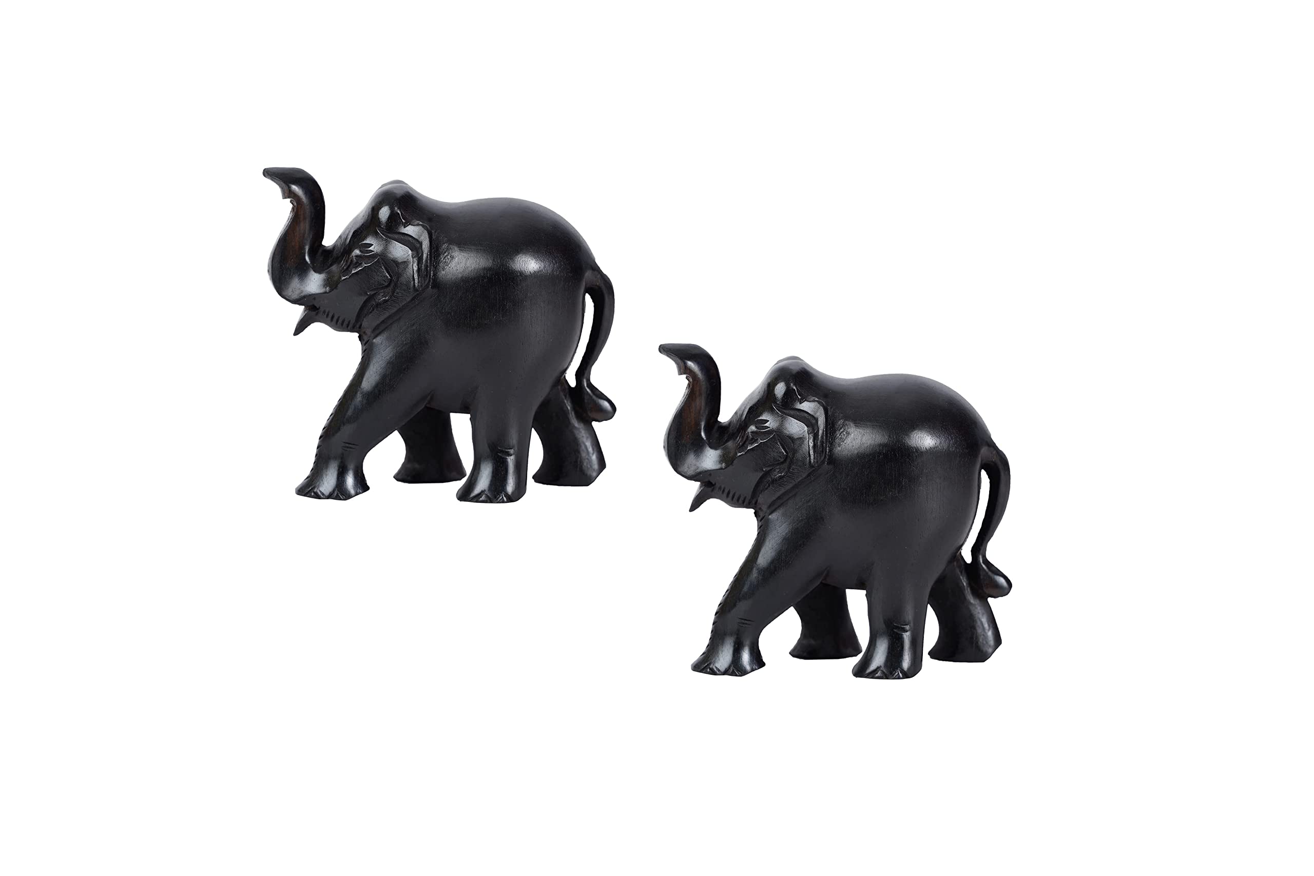 KC PRODUCTS Ebony Wood Elephant Pair Upper Trunk Elephant Statue for Decorative Showpieces Table D cor Home Decor