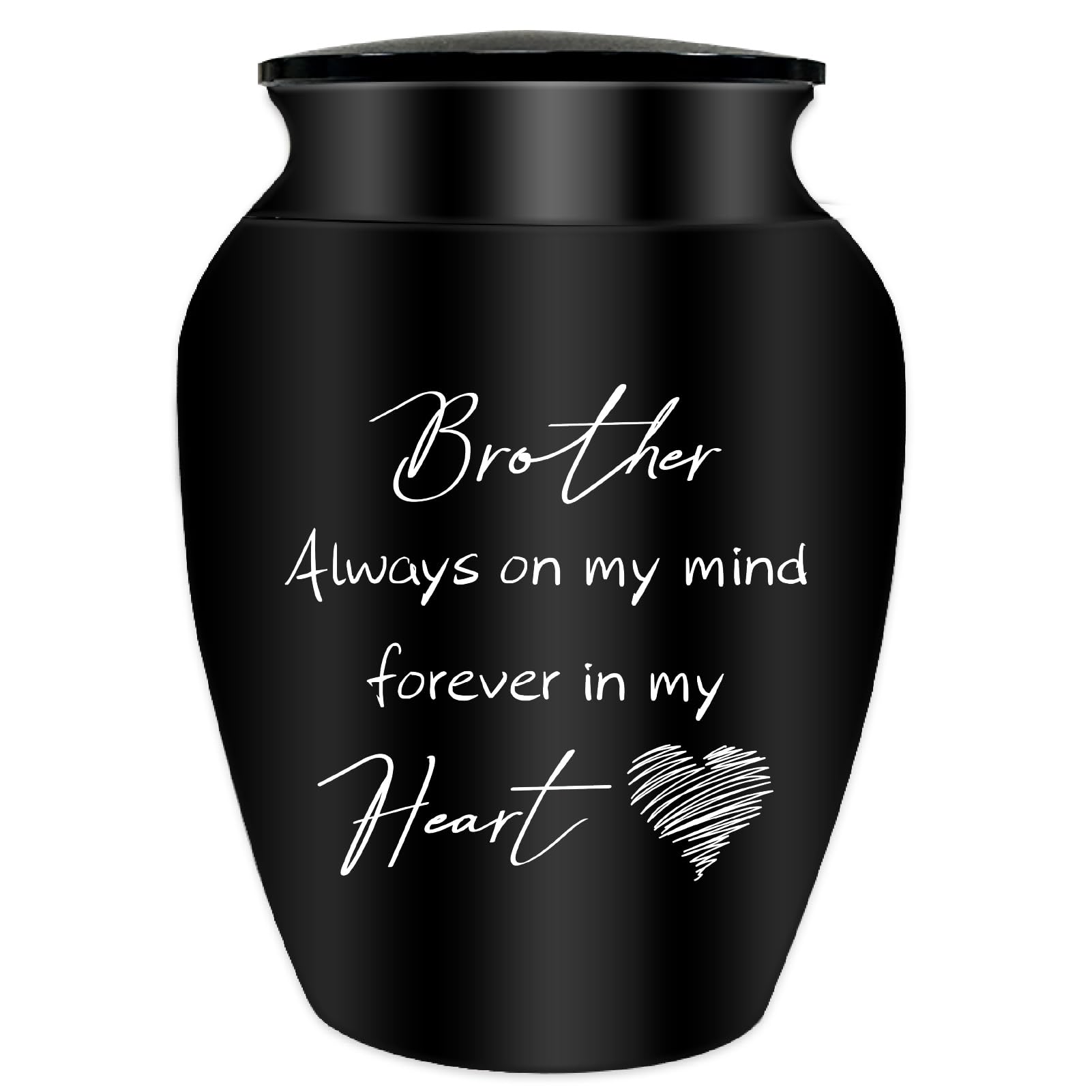 CREATCABIN Small Urns for Ashes Mini Keepsake Urns Alloy Miniature Ash Holder Unique Tiny Sharing Token Black Decorative Urns Cremation Urn Memorial Container for Loved Ones Brother 2.6x1.8Inch