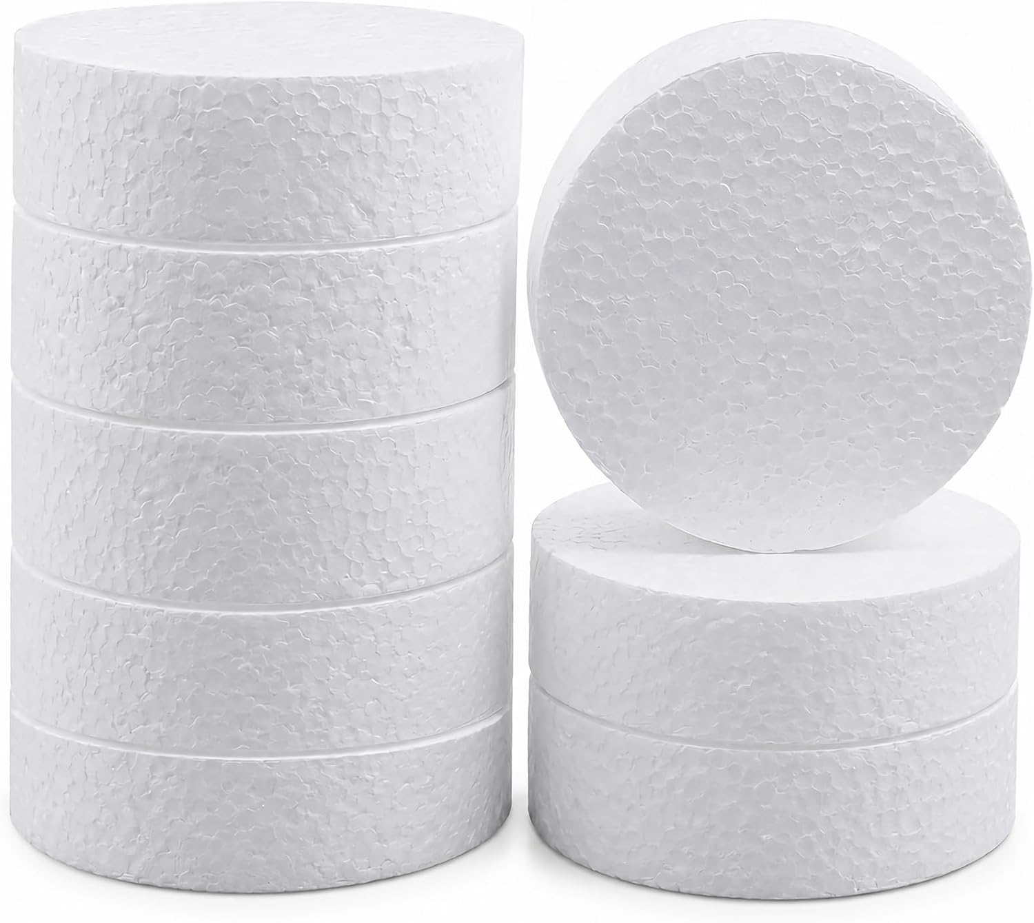 8 Pcs 3 Inch Foam Circles for Crafts, 1 Inch Thick White Polystyrene Round Foam Discs, DIY Modeling Cake Dummies Sculpture Floral Arrangement Base, Styrofoam Craft Supplies