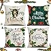 4 Pack Fundas navideñas para Cojines,Funda Almohada de Lino de Navidad,Funda de Almohada Navideñas para el Hogar,Decoracion Fundas Cojines de Navideños,Algodón Lino Throw Pillow Case (A)